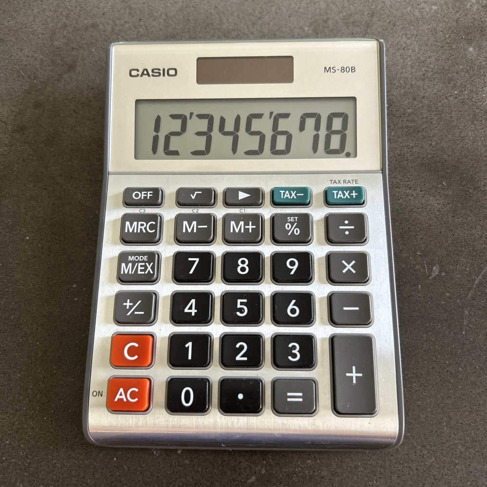 Casio‎ MS-80B Standard Function Desktop Calculator WORKS Solar Or Battery Power